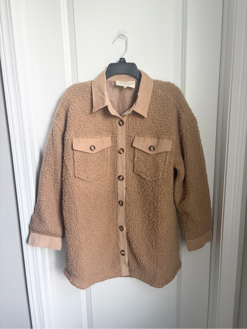 Promesa Women's Teddy Fleece Shacket - Tan